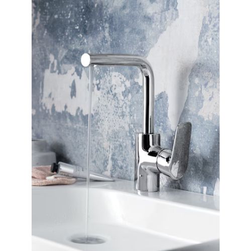 Mitigeur lavabo à bec tube avec flexibles d’alimentation ALEO – Image 2