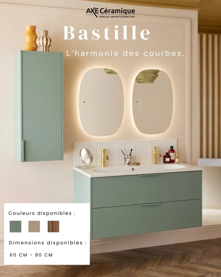 BASTILLE — Meuble sous plan-vasque 80 cm, 1 tiroir – Image 2